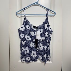 Navy flower boutique shirt, size L